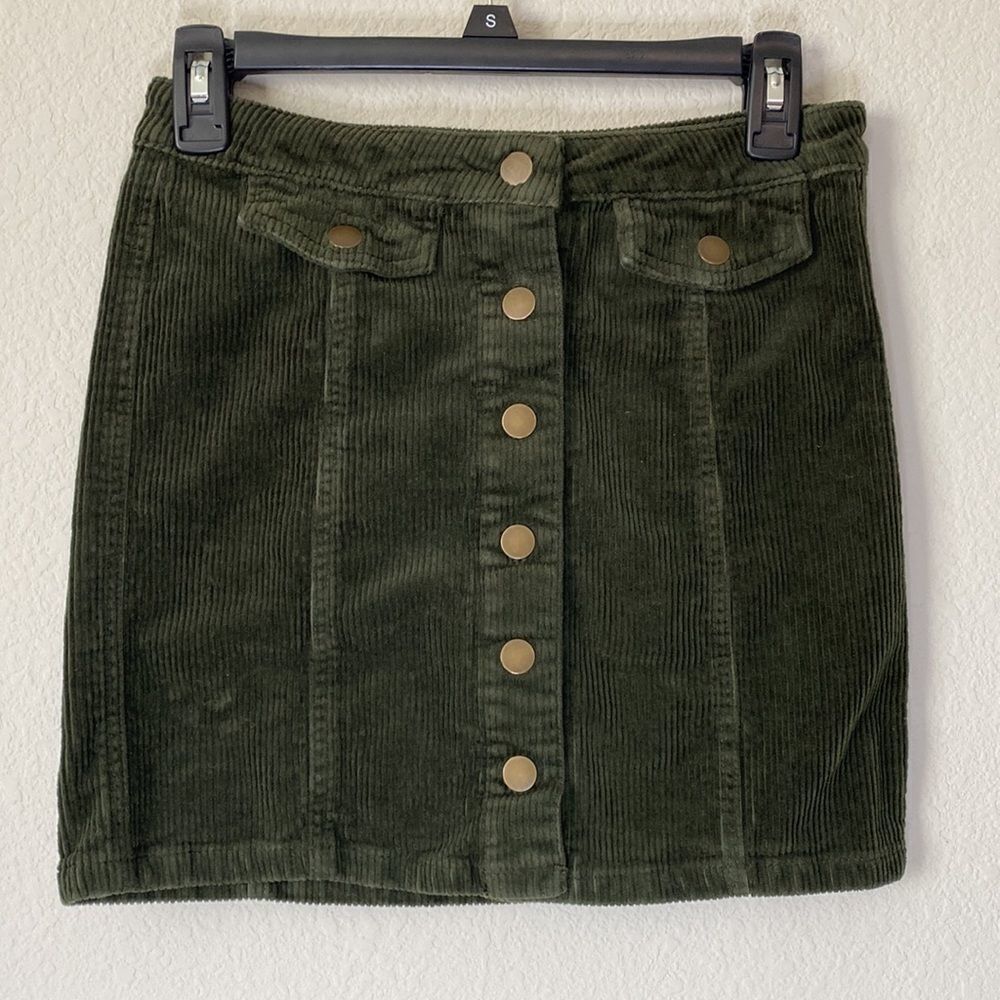 Blue Spice Green Corduroy Mini Skirt Size 3